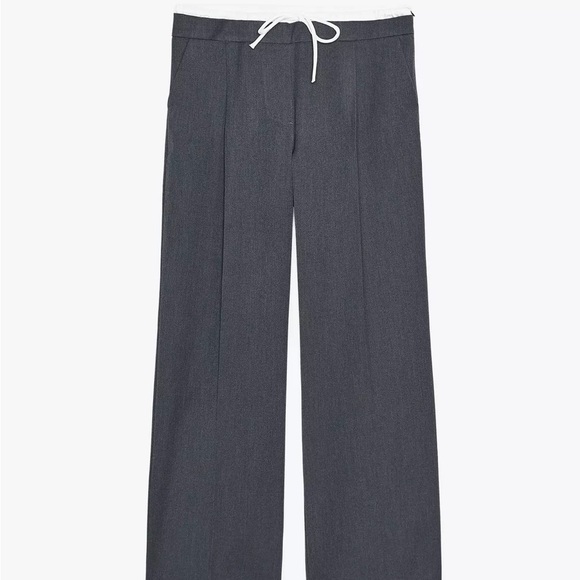 Zara Pants - Zara Women's Wide-Leg Drawstring Trousers in Dark Gray